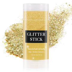 MEICOLY front packaging showing gold glitter stick and branding for easy identification