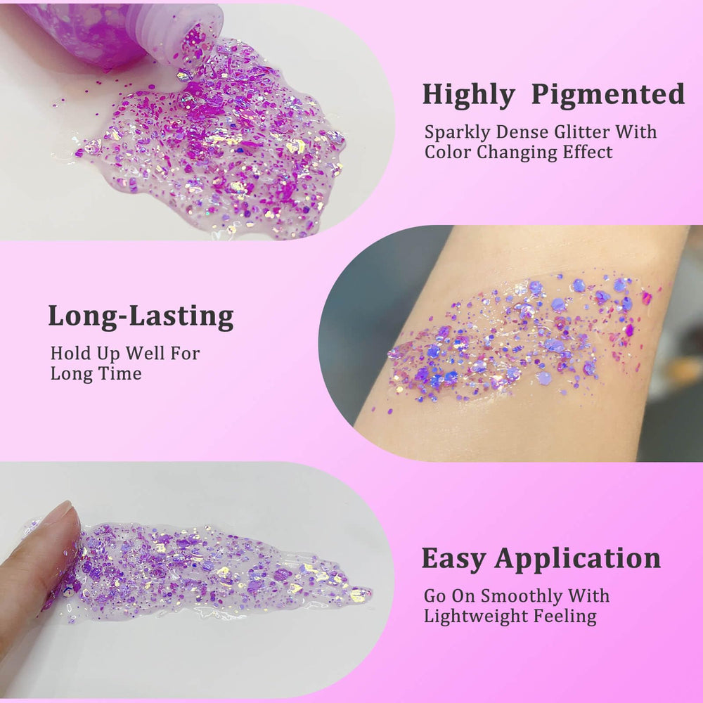MEICOLY gel streaked through hair displaying color shift and lightweight hold benefit