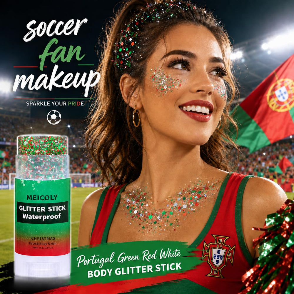 MEICOLY green glitter used as hair highlight for festive accent and hold