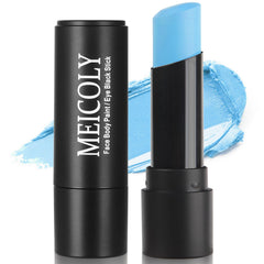 MEICOLY front view of pale blue eye black stick showing shape and cap protection