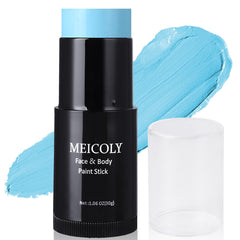 MEICOLY front view of light blue paint stick showing full coverage benefit