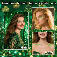 MEICOLY applied on cheek delivering bold green highlight and photo-ready sparkle