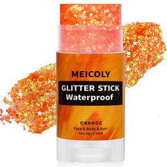 MEICOLY front packaging showing orange glitter stick for easy carry and party use