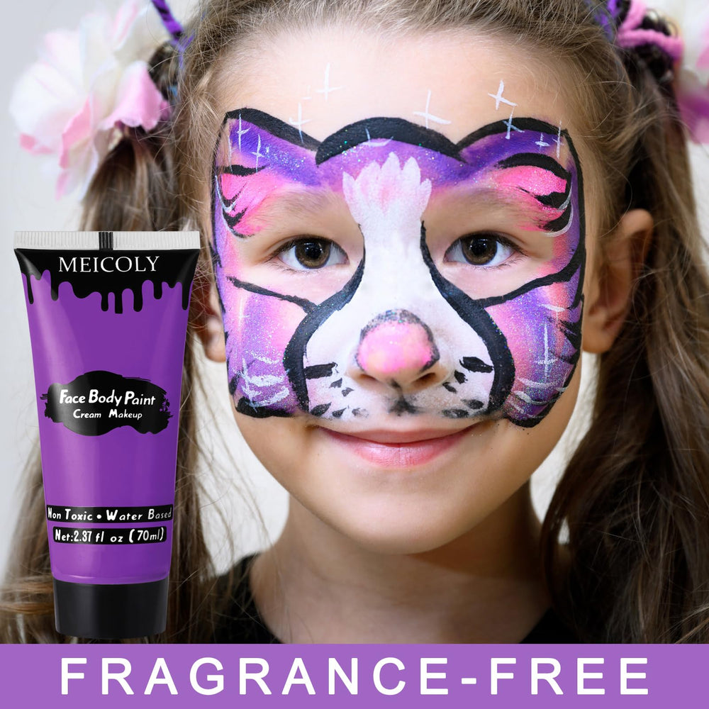 MEICOLY full face purple cosplay look showing dramatic coverage benefit