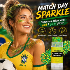 MEICOLY fan wearing glitter at stadium boosting visibility