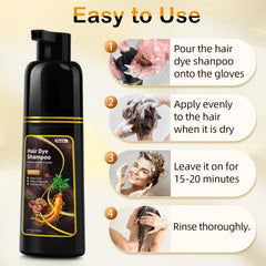 MEIDU applying dye shampoo on hands demonstrating easy use