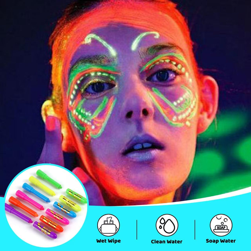MeiduGaga glowing body stripes under blacklight showing vivid glow