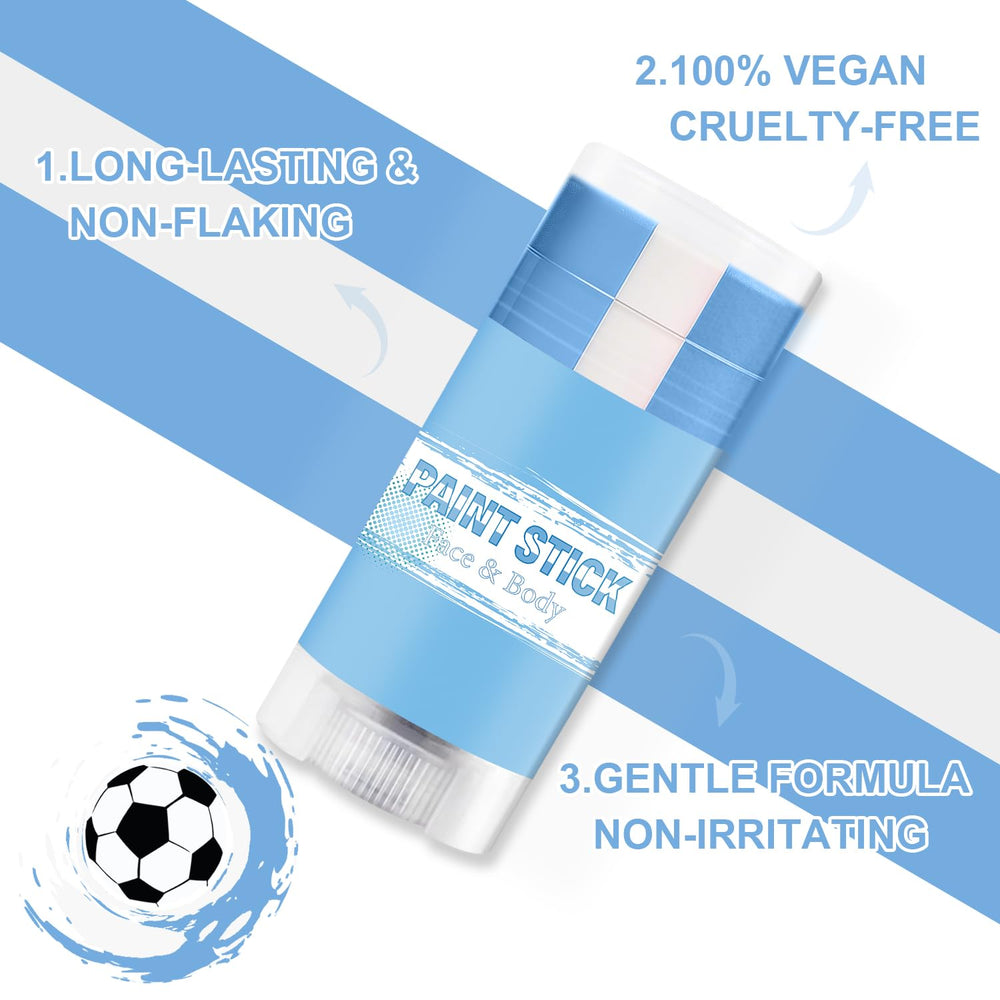 Meilury applied on cheek of fan showing bold Argentina support benefit