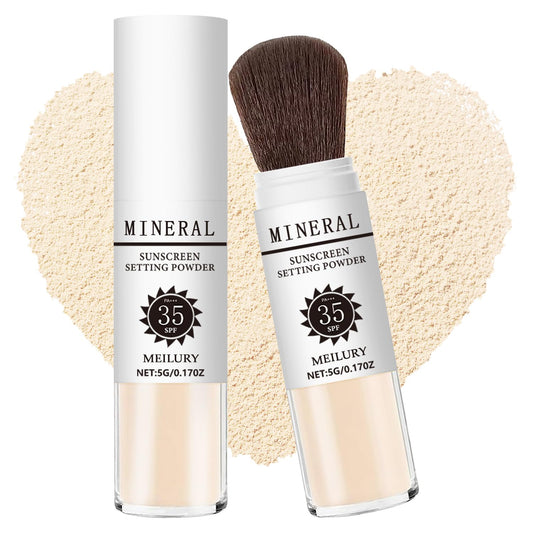 Meilury front packaging showing SPF 35 and brush, travel-friendly protection