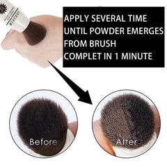Meilury size comparison with hand showing portable brush-powder convenience