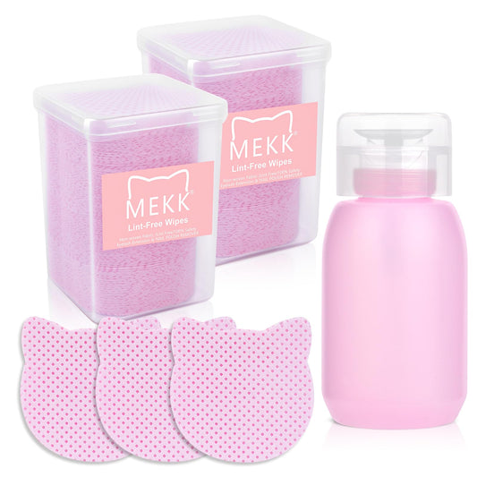 MEKK front packaging showing wipes and dispenser for tidy salon use