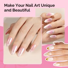 MelodySusie pigment applied over black gel nails creating vivid aurora mirror effect