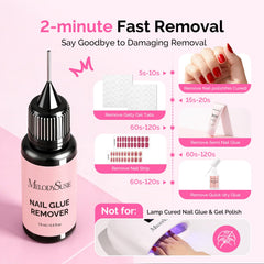 MelodySusie before-and-after nails illustrating effective glue removal and preserved nail surface