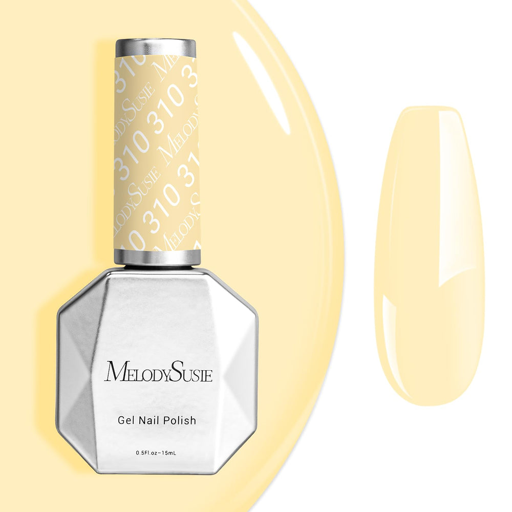 MelodySusie bottle front view showing creamy macaron yellow shade and easy identification