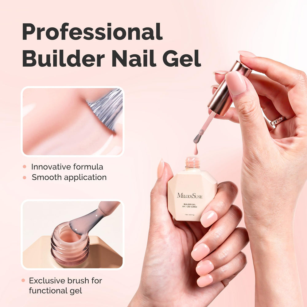 MelodySusie swatch on nail showing natural nude reinforcement benefit