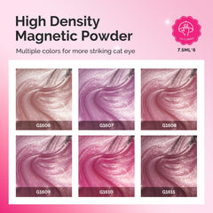 MelodySusie colorful gel bottles lined up to show included holographic shades and variety