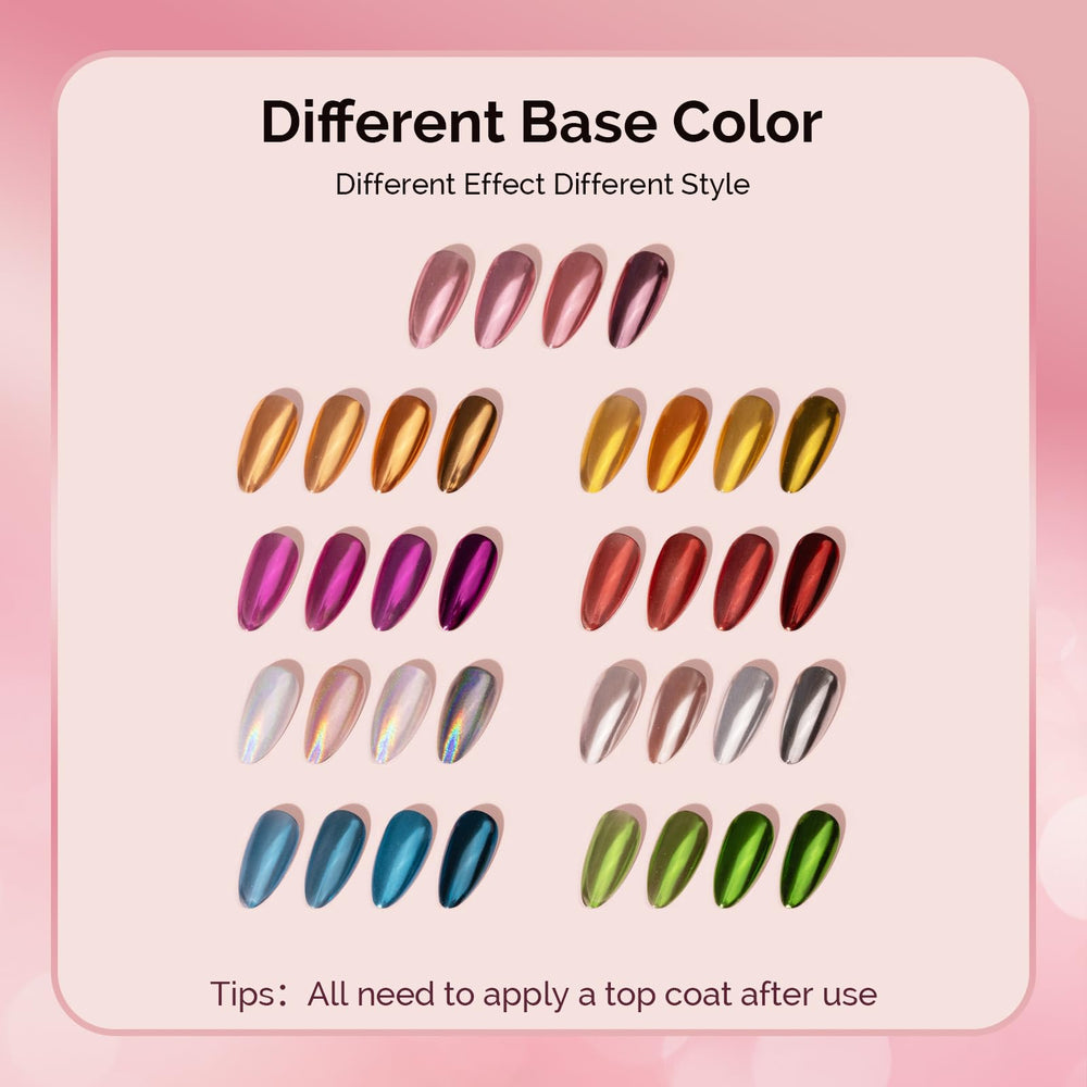 MelodySusie nail tip wheel with swatches showing each shade’s reflective result