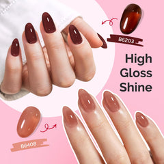 MelodySusie cured manicure in lifestyle setting showing glossy, long-lasting finish