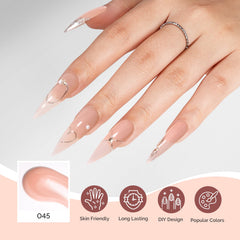 MelodySusie cured extension on a nail showing glossy, chip-resistant finished look