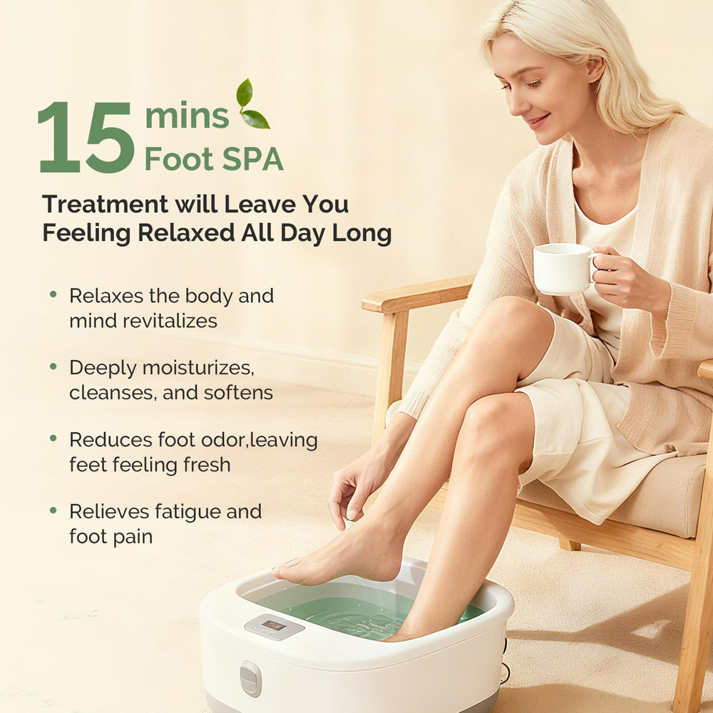 MelodySusie feet soaking in foot bath promoting soothing comfort