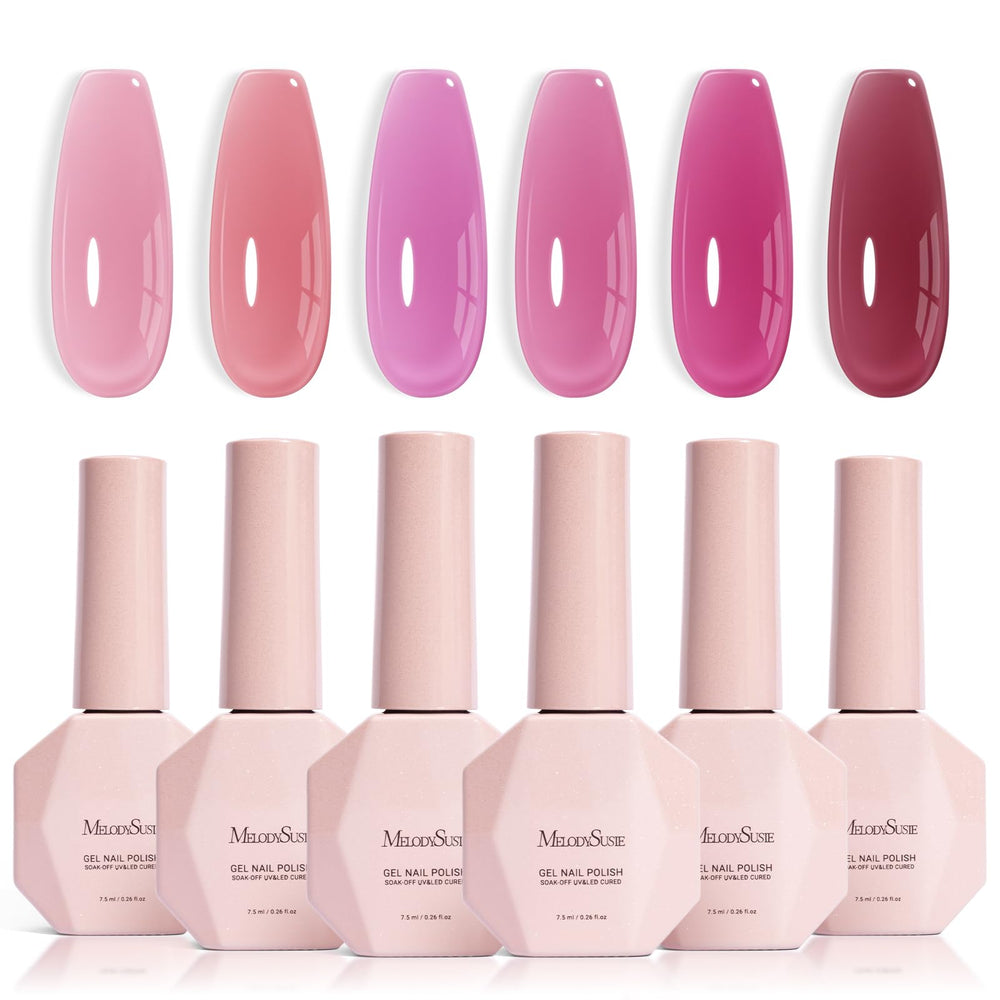 MelodySusie front-packaging showing six jelly gel bottles and benefits