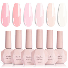 MelodySusie front packaging showing six pastel pink gel bottles with clear labeling and neat arrangement