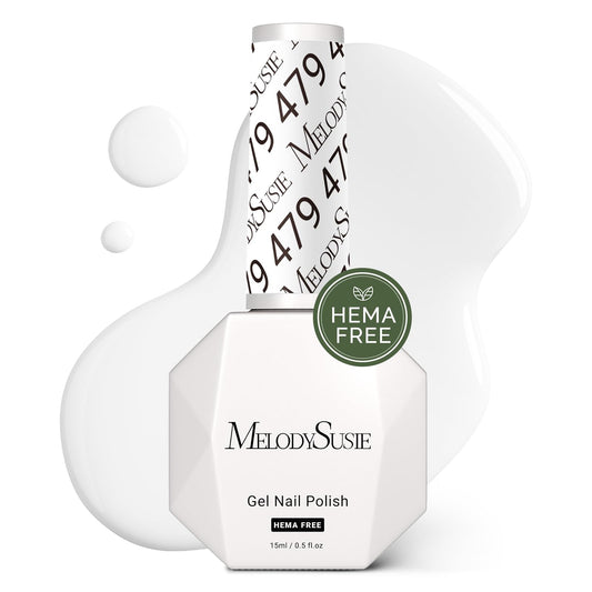 MelodySusie front packaging showing white gel polish and bottle benefit long-lasting wear