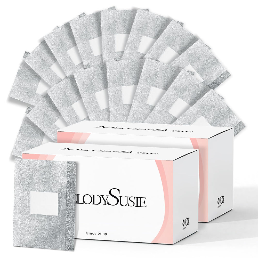 MelodySusie front packaging showing 400 soak-off foil wraps and quantity benefit