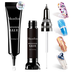MelodySusie front packaging showing complete rhinestone glue set and benefits