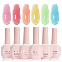 MelodySusie front packaging showing six jelly gel bottles and colors, clear presentation benefit