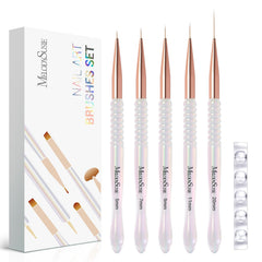 MelodySusie front packaging showing full 5-piece brush set and holder for organized storage