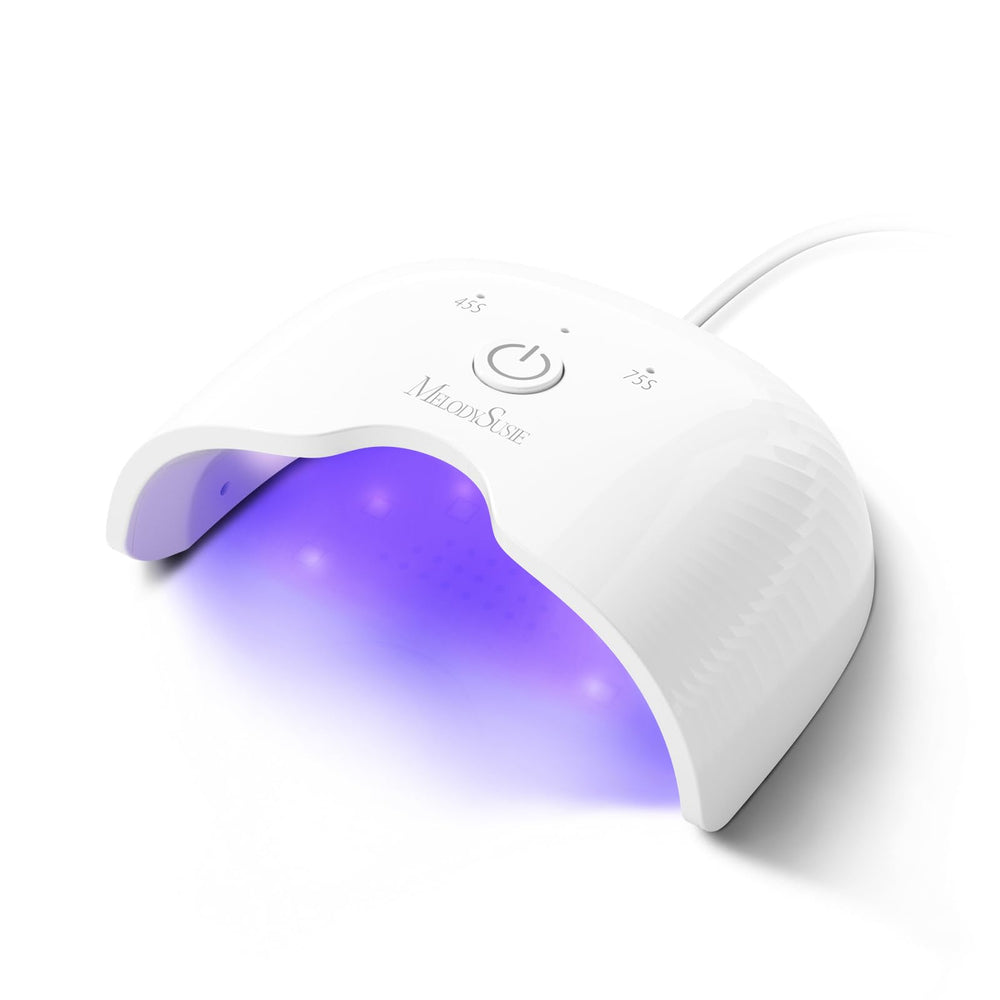 MelodySusie front view of compact lamp showing portability and tidy workspace benefit