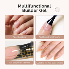 MelodySusie gel on nail extension illustrating added strength and length