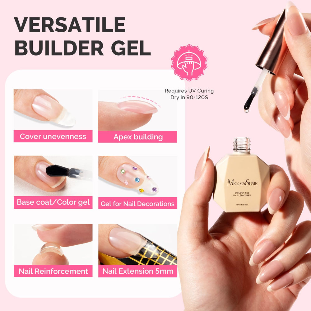 MelodySusie gel texture close-up showing viscosity and self-leveling benefit