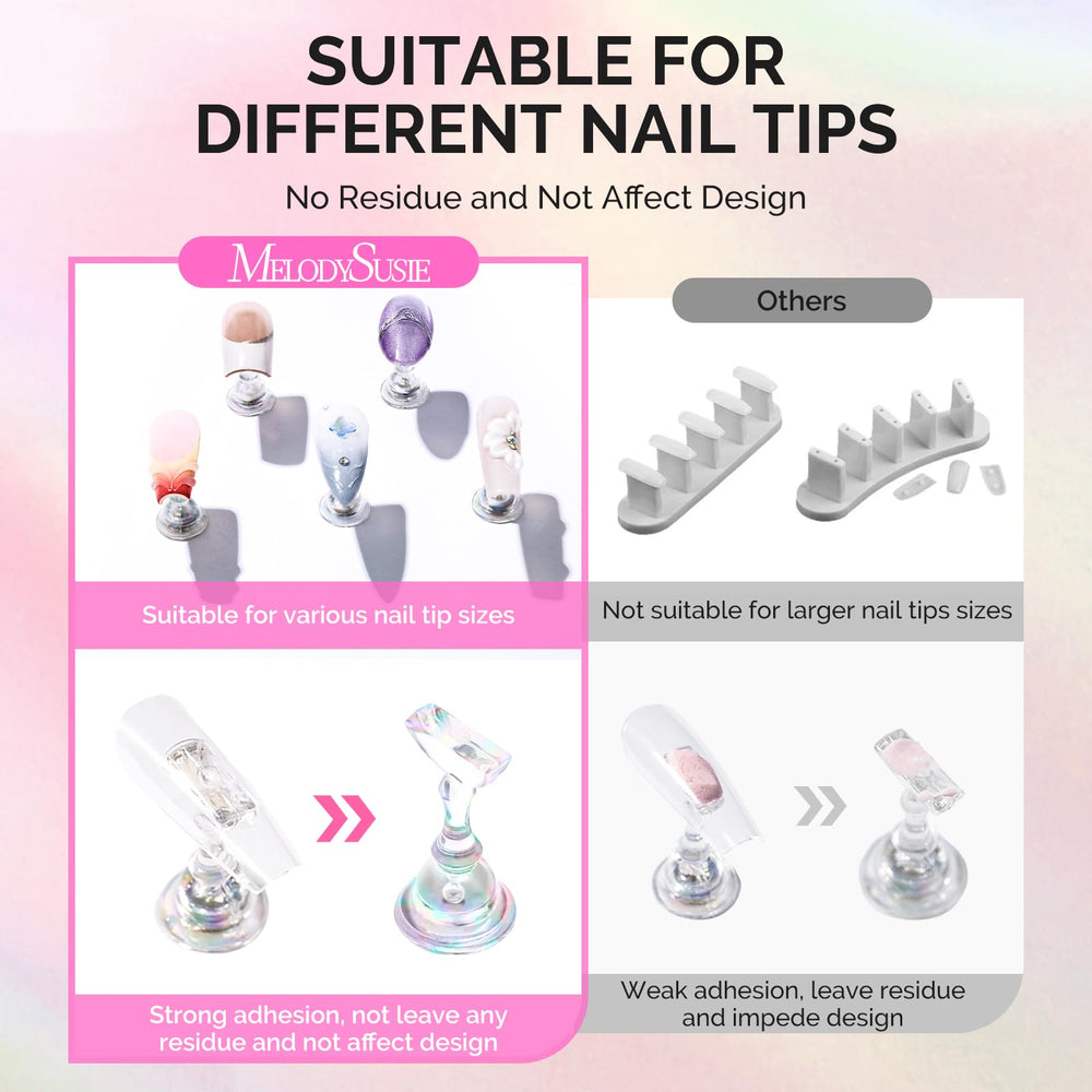 Nails mounted on MelodySusie stand inside LED/UV lamp, enables safe drying