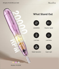 MelodySusie nail drill in use on a hand demonstrating accurate shaping and polishing