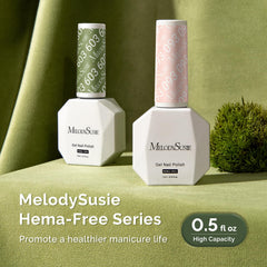 MelodySusie at-home manicure scene with lamp and tools for convenient salon results