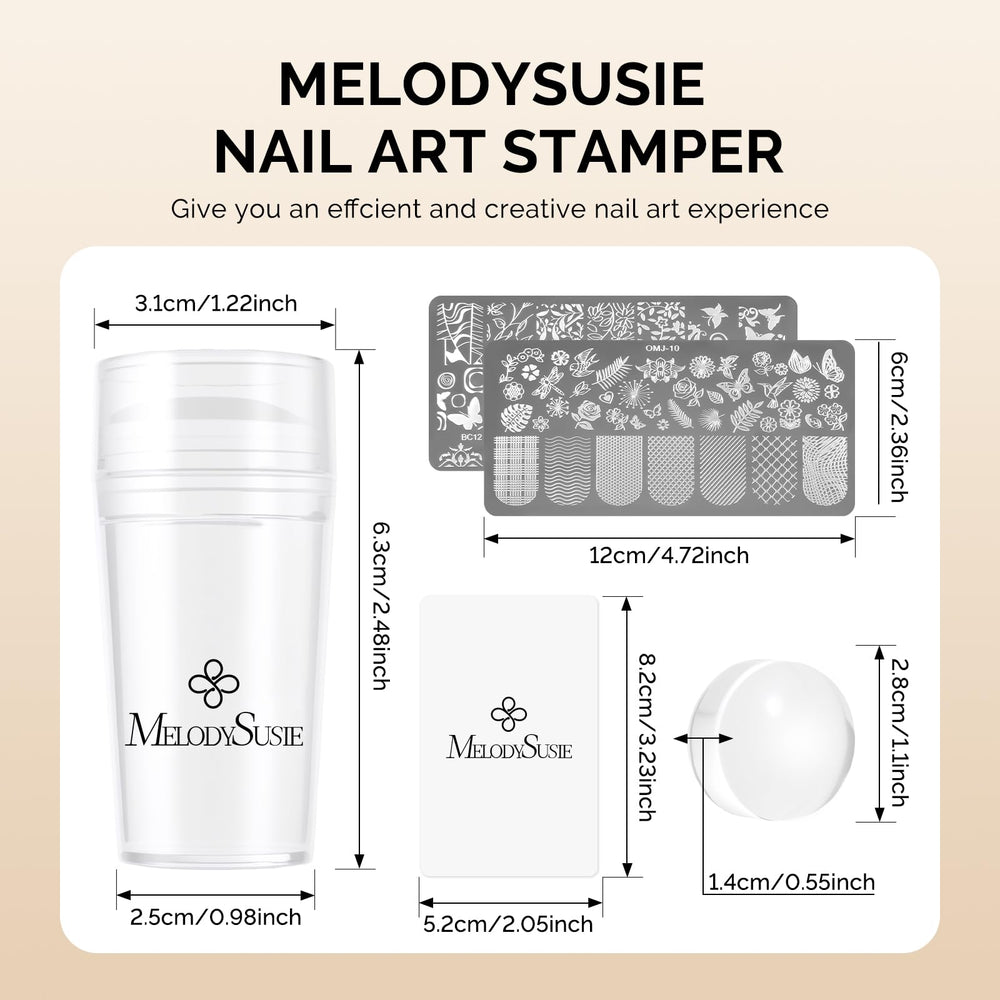 MelodySusie at-home manicure setup with stamped nails demonstrating professional-looking results benefit