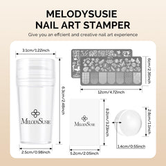 MelodySusie at-home manicure setup with stamped nails demonstrating professional-looking results benefit