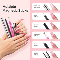 MelodySusie magnet held above wet cat-eye gel polish illustrating instant magnetic effect