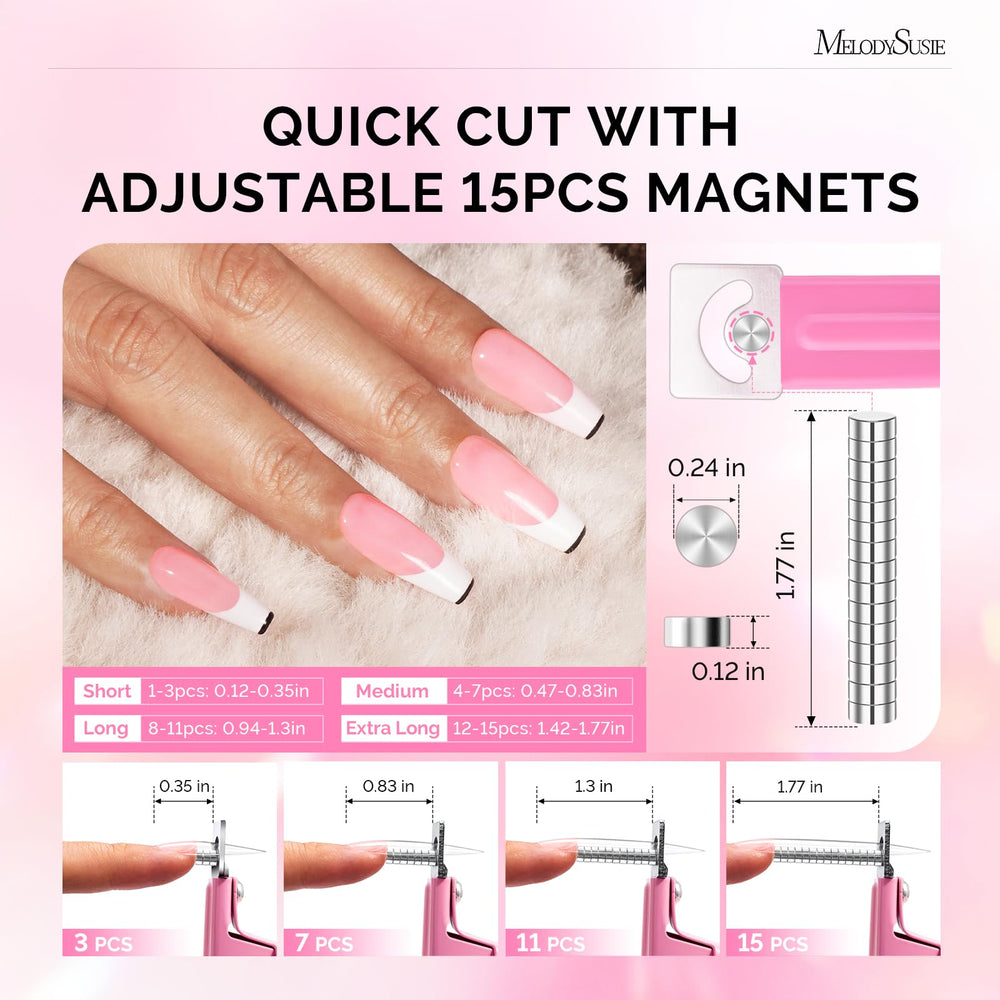 MelodySusie magnetic sizers arranged to demonstrate adjustable length control benefit