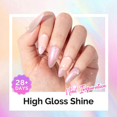 MelodySusie manicure in use showing finished nails with long-lasting glossy sparkle