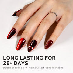 MelodySusie nail swatch in burgundy glitter showing holographic cat eye shine
