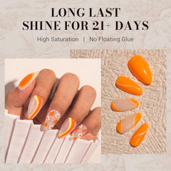 MelodySusie nail swatch set displaying neon orange finish and shine
