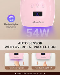MelodySusie lamp beside a hand for size comparison to show portable advantage
