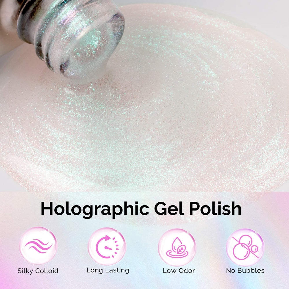 MelodySusie poured polish texture highlighting holographic green glitter sparkle benefit