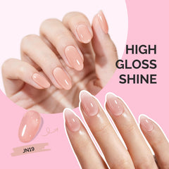 MelodySusie cured nails in salon light showing durable glossy finish benefit