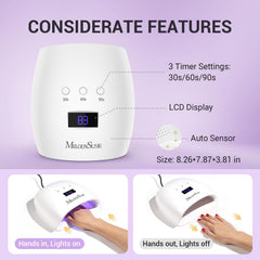 MelodySusie lamp next to a hand for scale showing roomy interior and comfortable fit benefit