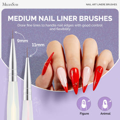 MelodySusie brushes beside ruler showing 5–20mm sizes for accurate selection