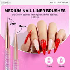 MelodySusie brushes side-by-side to compare 5mm-20mm sizes for controlled line widths
